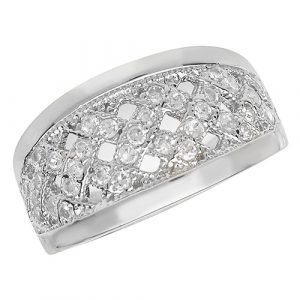 Sil Lds CZ Pave Band Ring