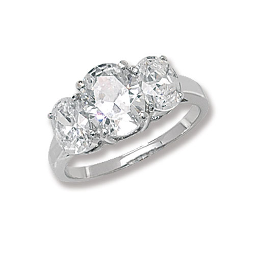 Lds Sil 3 x Oval CZ Ring