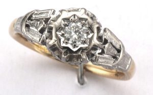18CT & PLAT S/S DIA RING