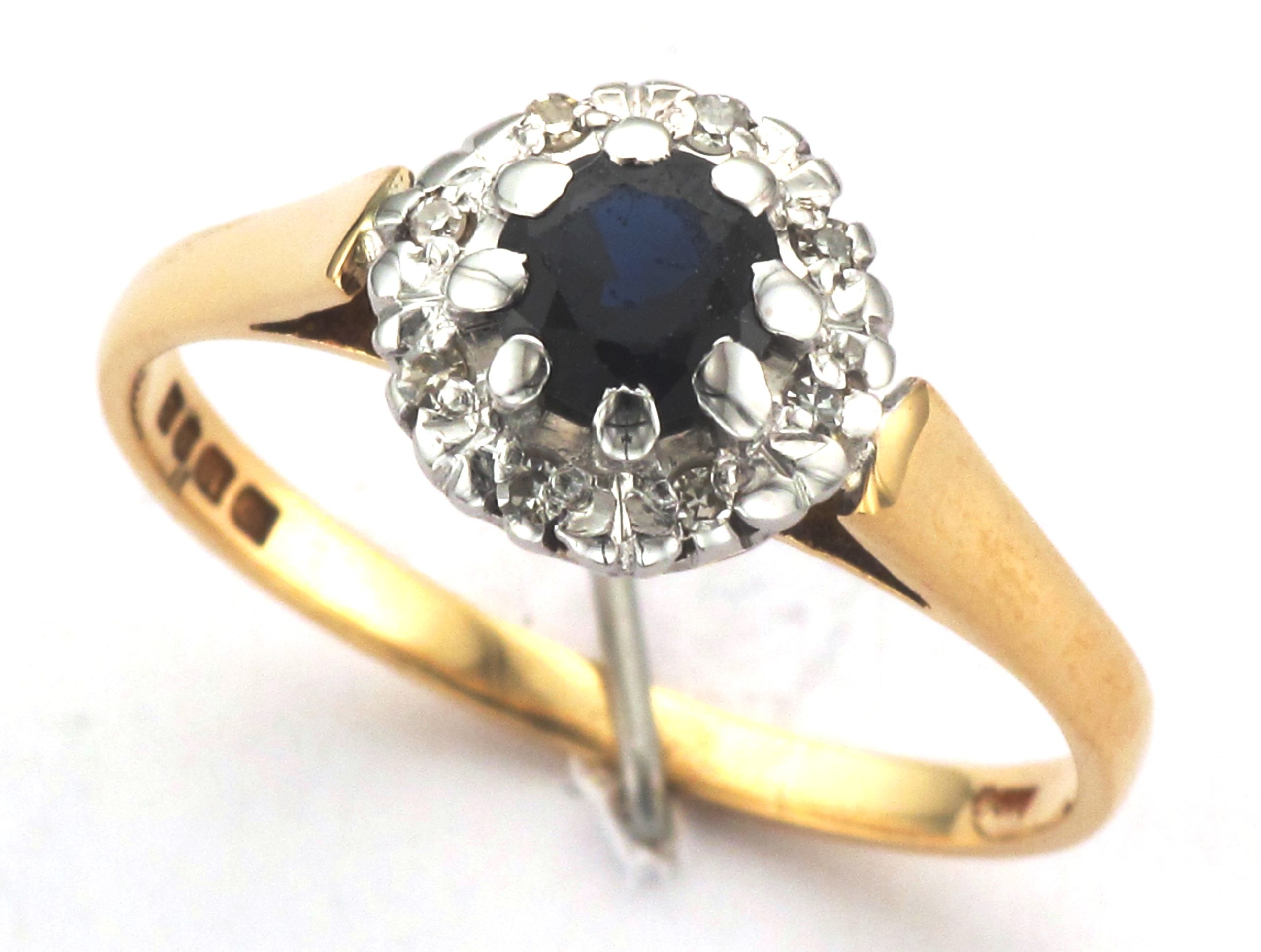 18ct Gold Sapphire & Diamond Cluster Ring | Attenborough Jewellers