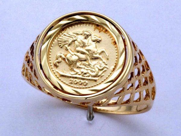9CT 2000 ST GEO COIN RING