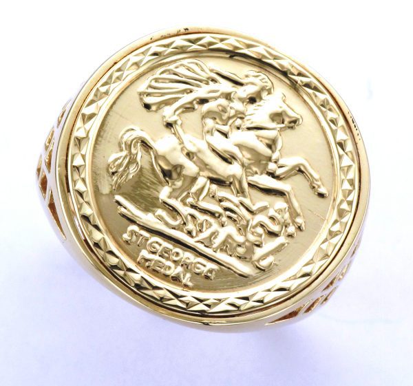 9CT ST GEORGE COIN RING