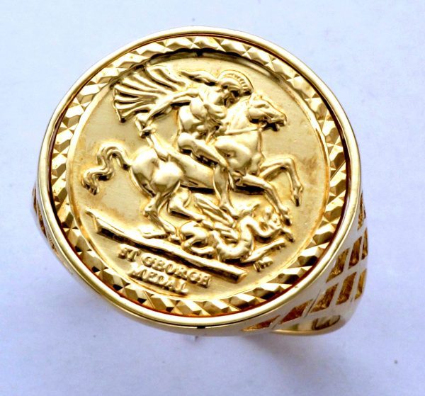 9CT ST GEORGE COIN RING