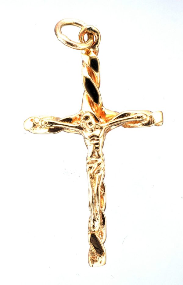 9CT TWIST CRUCIFIX PENDT