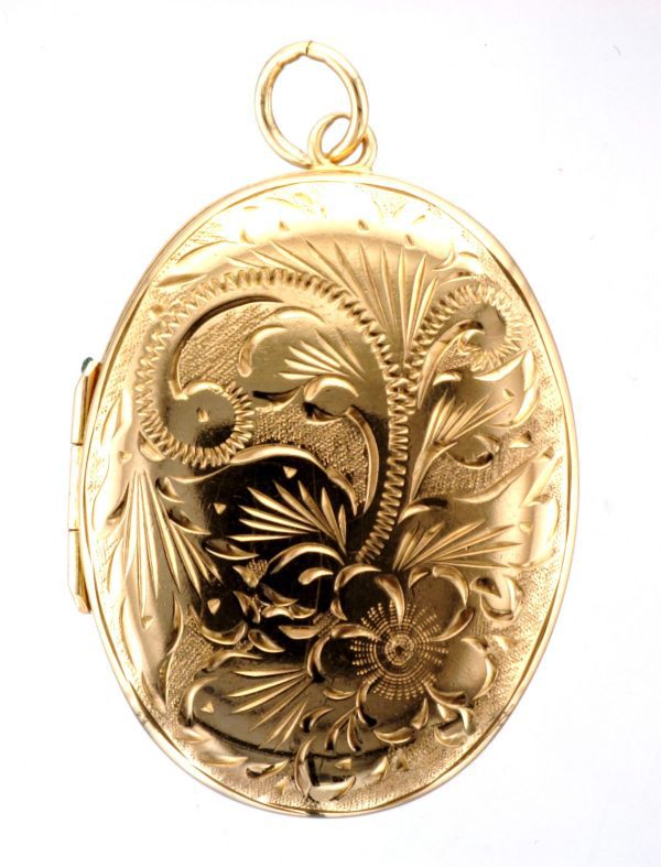 9CT FLORAL OVAL LOCKET