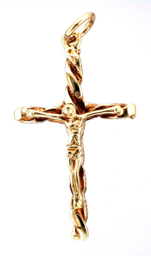 9CT TWIST CRUCIFIX PEND