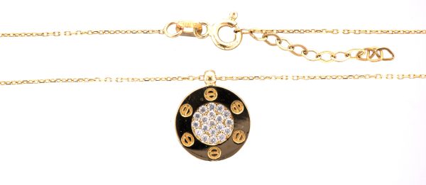 14CT CZ PAVE DISC & CHAIN