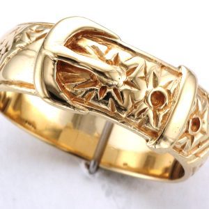 9CT ENGRAVED BUCKLE RING