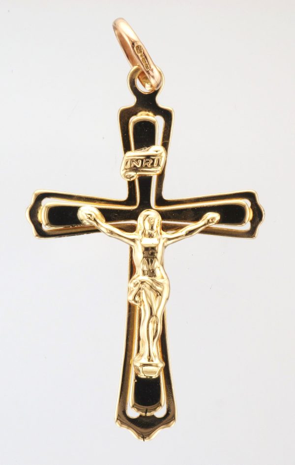 9CT CHVRON ENDED CRUCIFIX