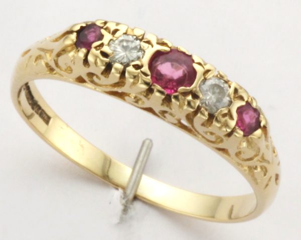 9CT 5ST RUBY/DIA RING