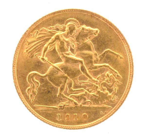 K EDWII 1910 1/2 SOV COIN