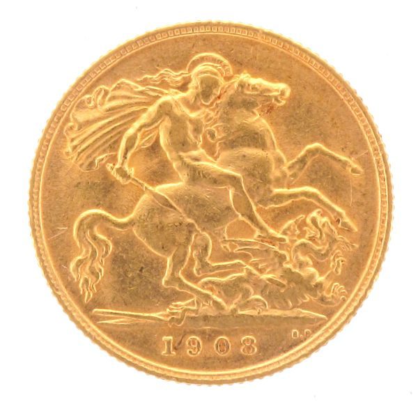 K EDWII 1908 1/2 SOV COIN
