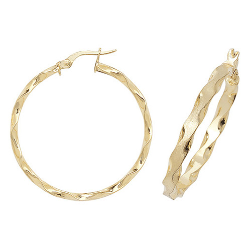 9CT PR 30MM TWIST HOOPS