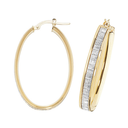 9ct Frosted Oval Hoops