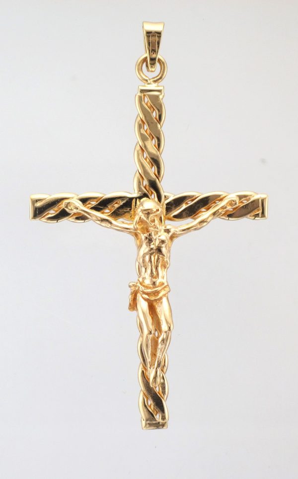 9CT TWIST CRUCIFIX PEND