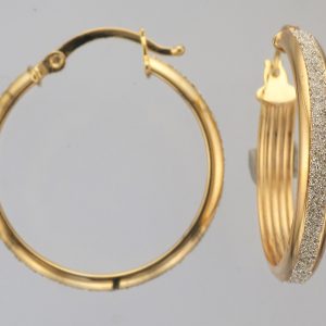 9CT 23.5MM FROSTED HOOPS
