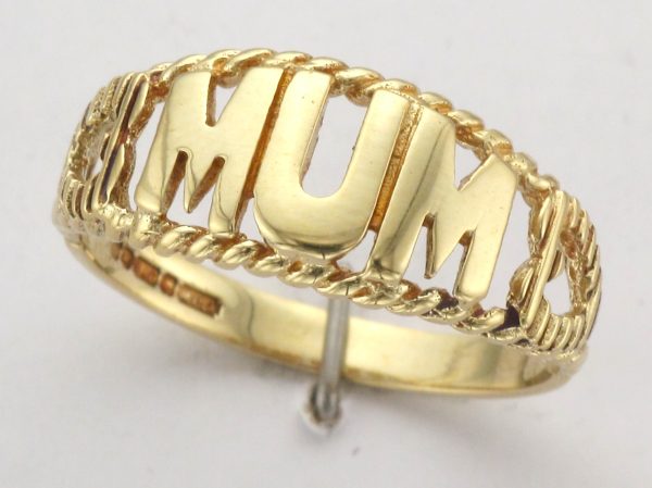 9CT MUM RING-OPN HRT SHDS