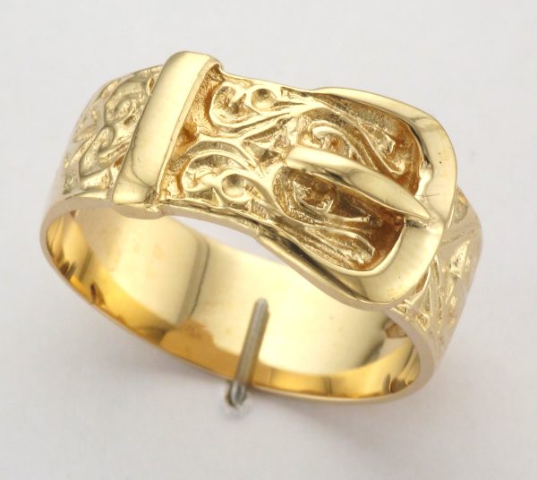 9CT PLAIN/ENG BUCKLE RING