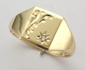 9CT S/S C/Z RECT SIG RING