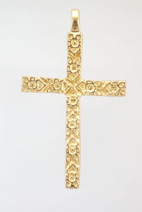 9CT EMBOSSED BLOCK CROSS