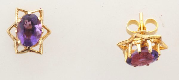 9CT S/S AMETH STAR STUDS