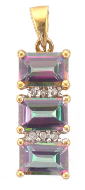 9CT MYSTIC TOPAZ/DIA PEND