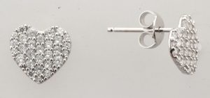 9CTW C/Z PAVE HEART STUDS