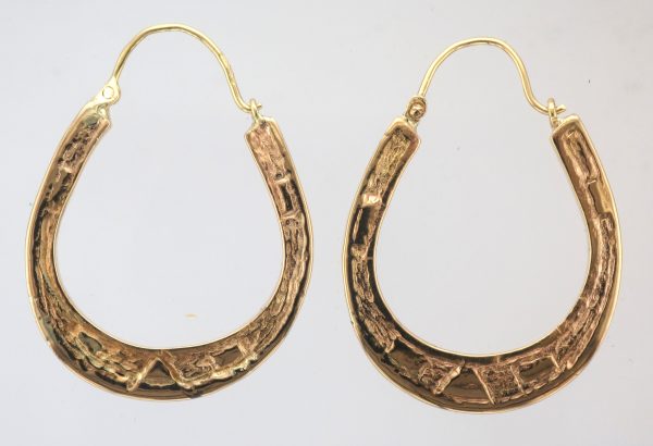 9ct Semi-Solid Pair Horse Shoe Creole Earrings