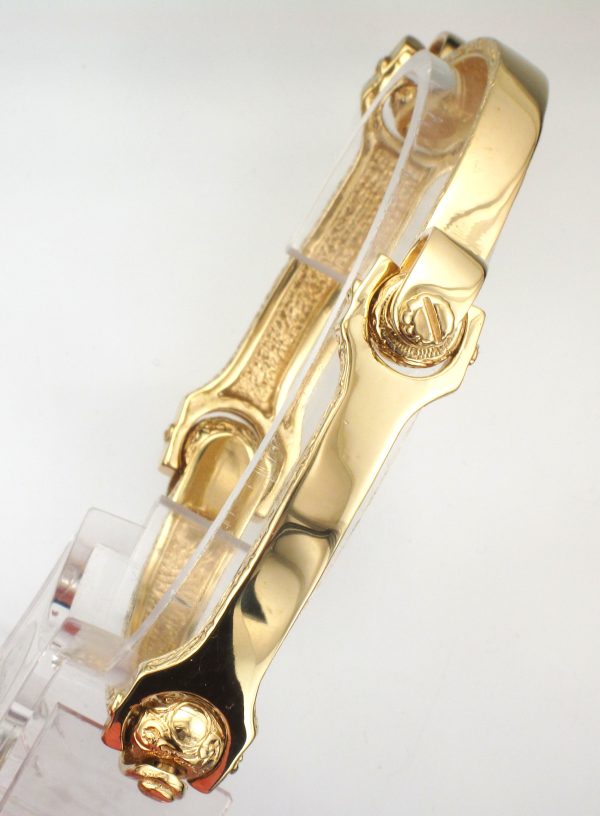 9ct Gold 4 Section Curved Bar & Ball Flex Bangle