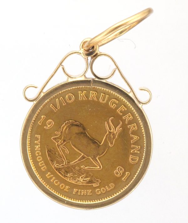 1981 1/10 Oz Krugerrand In A 9ct Gold Pendant Mount