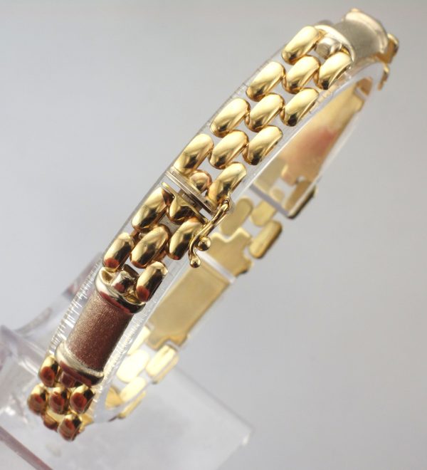 9ct Gold Multi Colour Hollow Bar Brick Link Bracelet