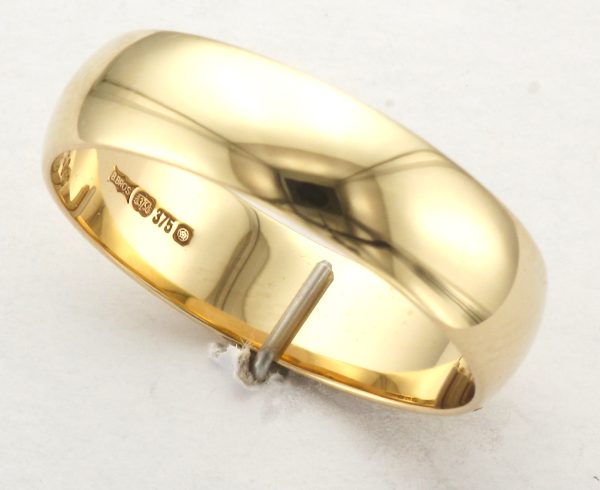 9CT 6MM PLAIN D WEDD BAND