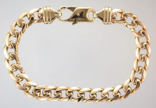 9ct Gold 8" Bevelled Rounded Curb Bracelet