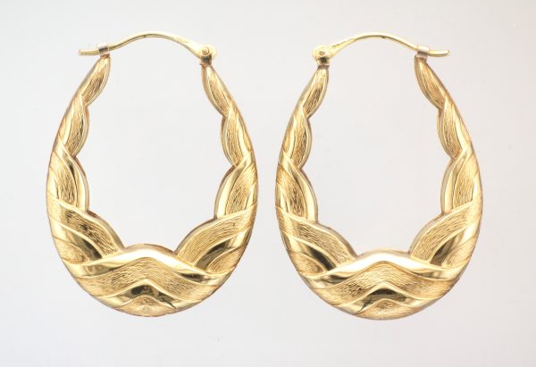 9CT PLN/TXT OVAL CREOLES