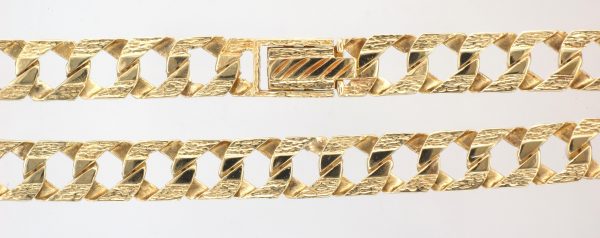 9ct Gold 17" Flat Plain & Pattern Curb Chain