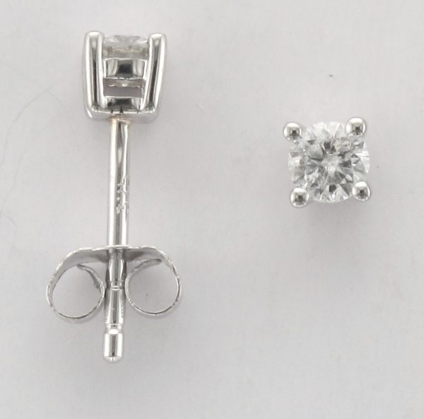 9ct White Gold Single Stone Diamond Stud Earrings