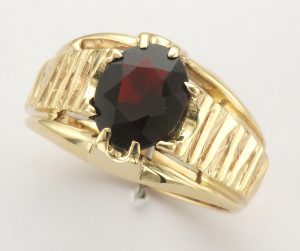 9CT S/S GARNET GRAD RING