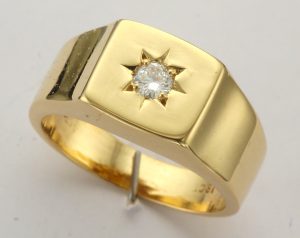 18CT S/S DIA SQ SIG RING