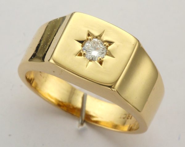 18CT S/S DIA SQ SIG RING