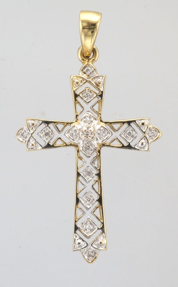 9CT DIA OPN WK CROSS PDT