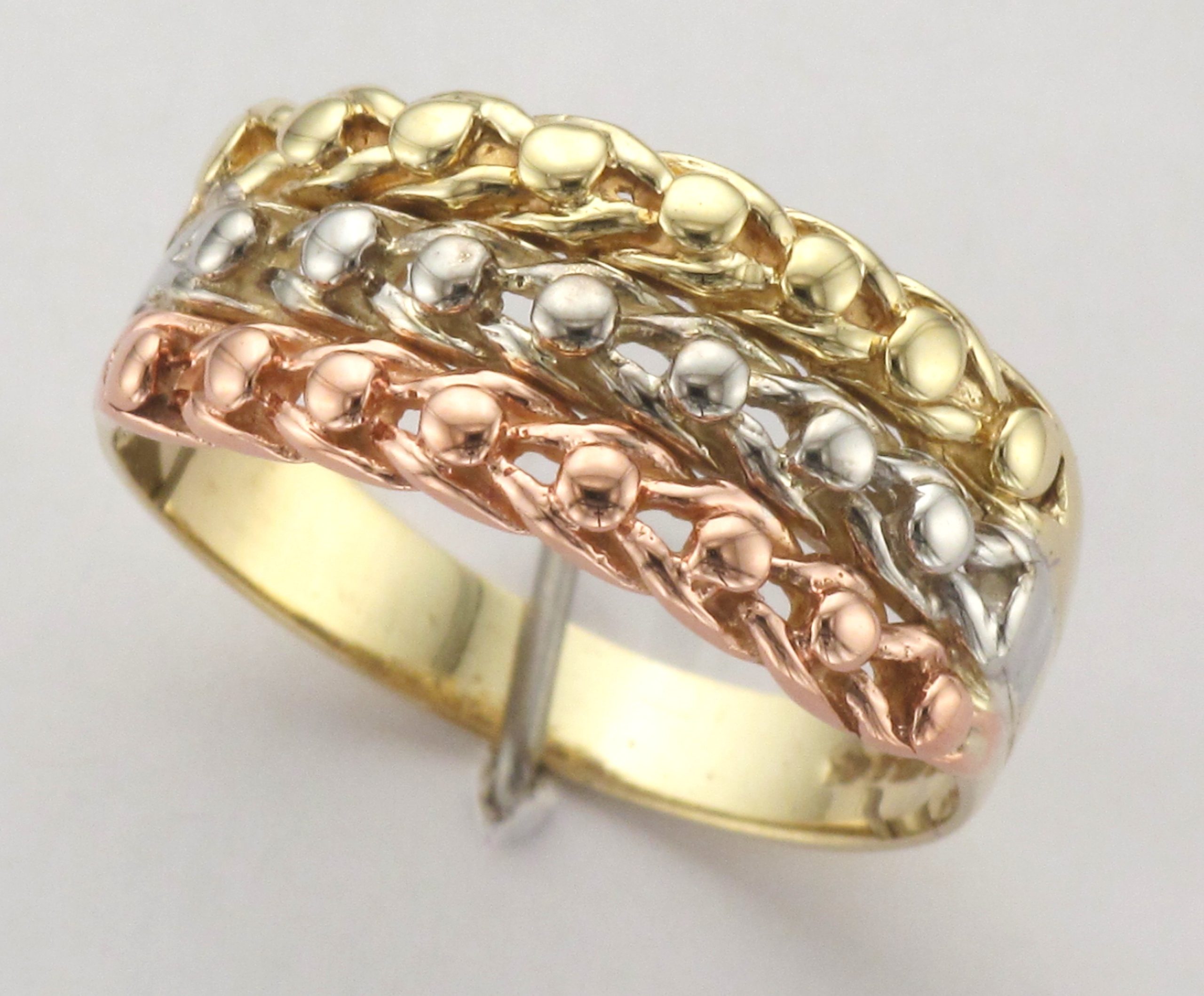 9CT M/C 3-ROW SHOT RING