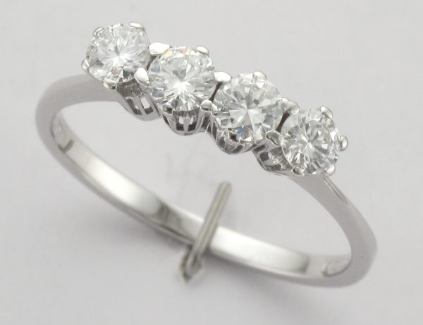 14ct White Gold 4 Stone Diamond Claw High Set Ring