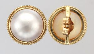 9CT RND MABE PEARL STUDS