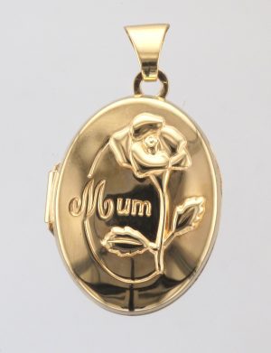 9CT FLOWER/MUM OVL LOCKET