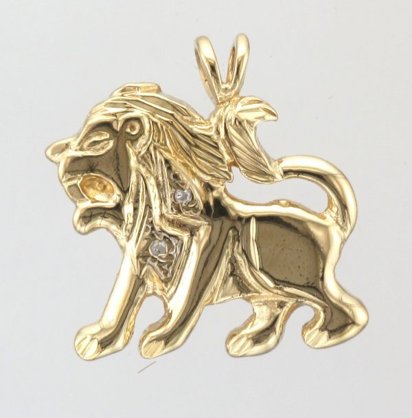9CT 2ST DIA LEO ZODIAC PD