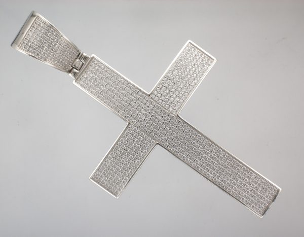 Silver (925) Cubic Zirconia Pave Set Cross Pendant