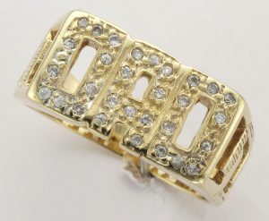 9CT CZ DAD RING-CURB SHDS