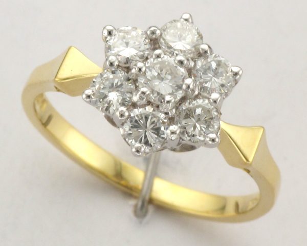 polygon ring | gokstone Images High Quality Grahic 18CT Gold 7 Stone Diamond Hexagonal Cluster Ring | Attenborough Jewellers