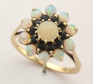 9CT OPAL/SAPP RND CL RING
