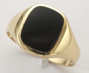 9CT RECT ONYX SIG RING